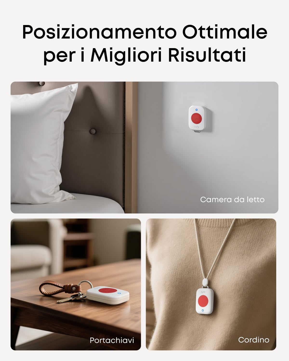 eufy E10 Pulsante Antipanico, Resistente alle Intemperie, Batteria a Lunga Durata, Più Opzioni di Trasporto. Richiede Versione UE di HomeBase 2, 3, Mini o Pro