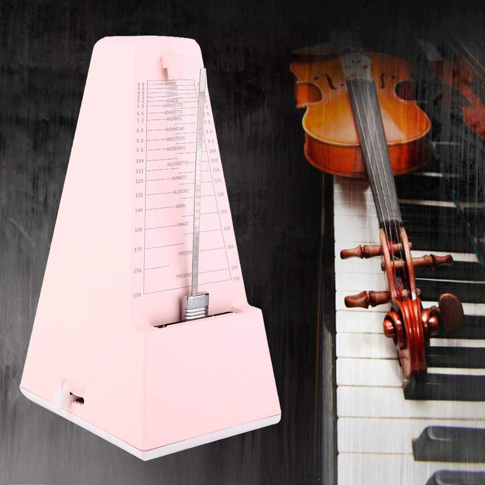 Strumenti metronomo meccanici di precisione in metallo Accessori per strumenti musicali per metronomo per pianoforte, chitarra, batteria, violino, strumento per tutti gli usi(Rosa)