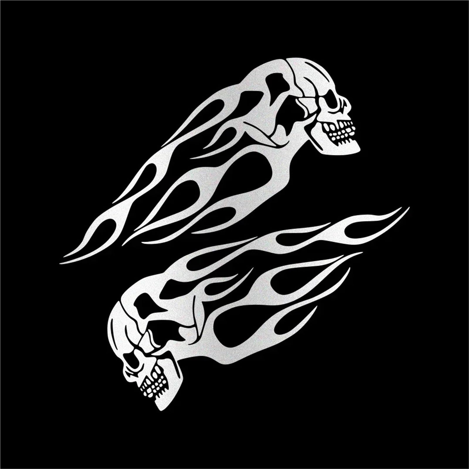 FGLFPXI 2PCS Motorcycle Stickers Creative Universal Motorbike Flame Skull Decals Tank Reflective Waterproof Decor Accessories