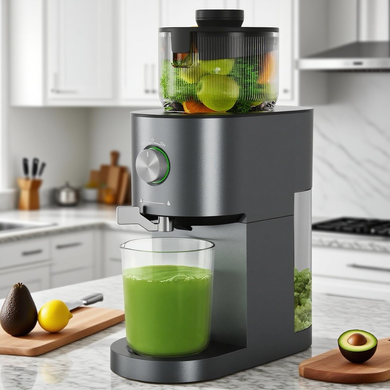 Silonn Slow Juicer High Juice Yield Cold Press juicer with Reverse Function Masticating Juicer Machines with 5 4