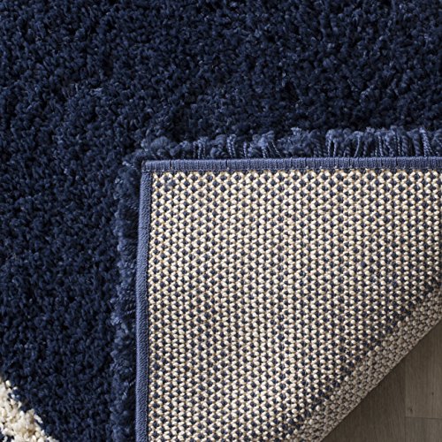 Safavieh Hudson Shag Collection 4' X 6' Navy/Ivory Sgh281C Modern Diamond Trellis Non-Shedding Living Room Bedroom Dining Room Entryway Plush 2-Inch Thick Area Rug #TOP4
