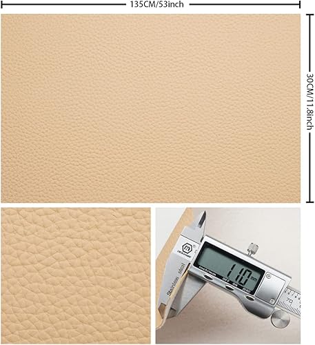 Miniatura 2 de Piel sintética con textura de litchi caqui, 11.8 x 53.14 pulgadas, 0.044 in de grosor, material de cuero sintético sintético para tapicería,