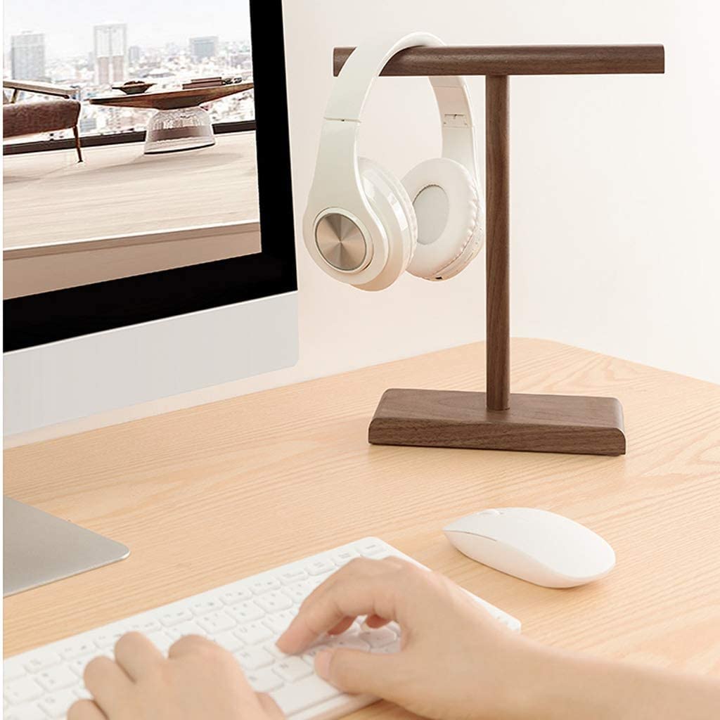 Soporte Para Auriculares Soporte De Madera Para Auriculares, Soporte Creativo Para Auriculares, Estante De Exhibición De Escritorio, Accesorios Universales Para Auriculares Soporte Cascos(Walnut)