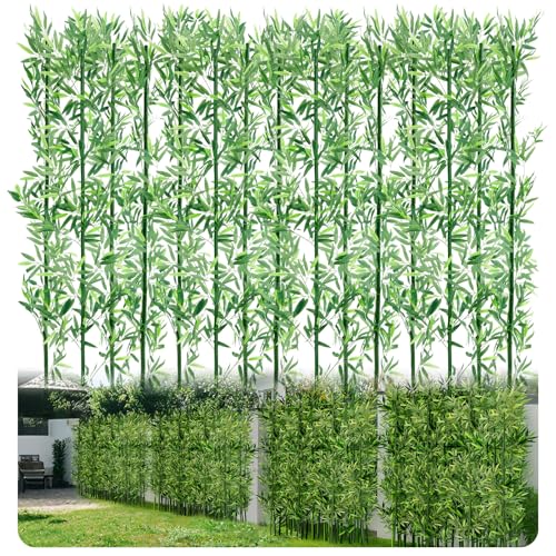 Giegxin 6Ft 15 Pack Artificial Bamboo Plants for Outdoor Privacy Faux Bamboo Trees with Silk Leaves...