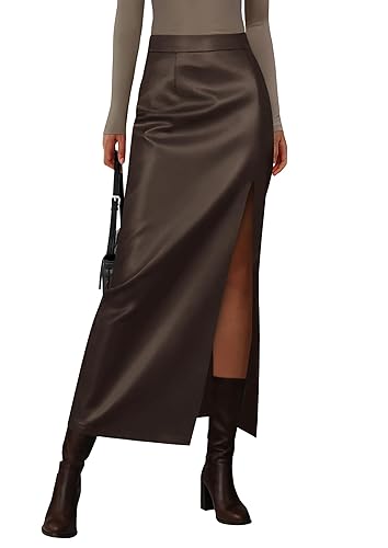 Womens Faux Leather Skirts 2026 Fall Fashion Bodycon High Waisted