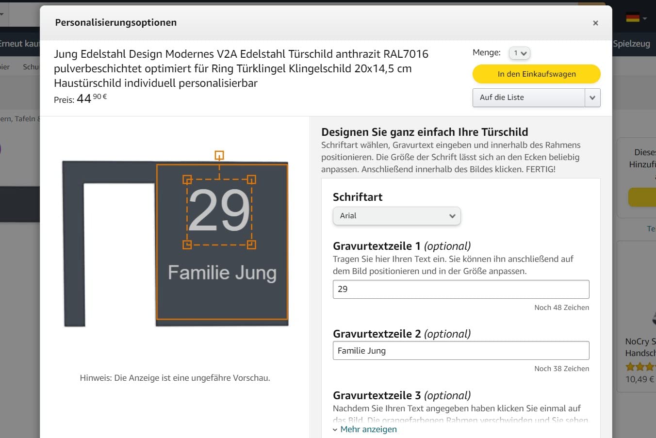 Jung Edelstahl Design Modernes V2A Edelstahl Türschild anthrazit RAL7016 pulverbeschichtet optimiert für Ring Akku-Videotürklingel Klingelschild 20x14,5 cm Haustürschild individuell personalisierbar