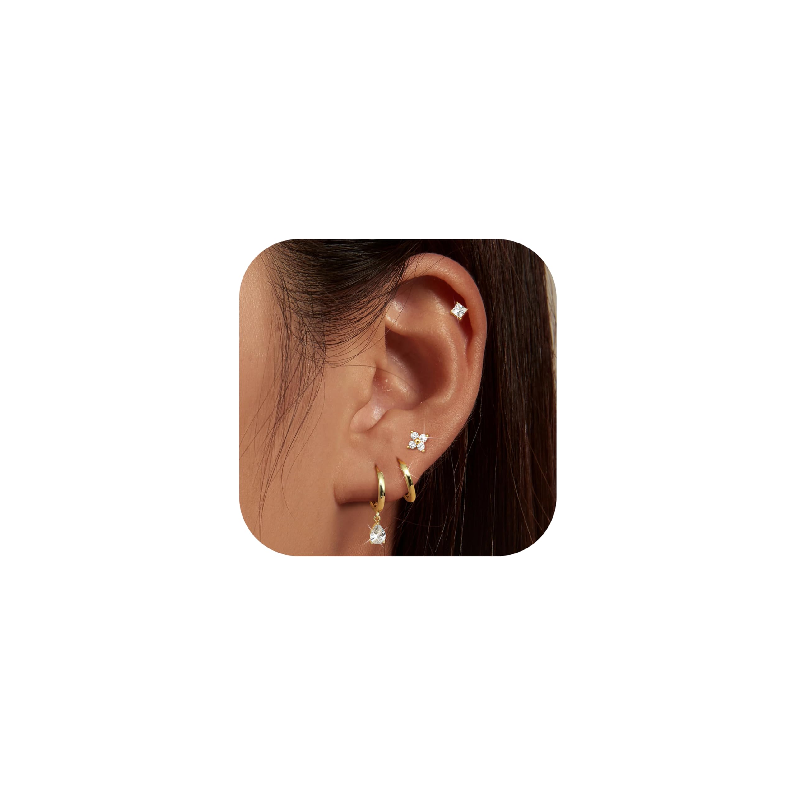 MILACOLATO 10 Paar Ohrringe Gold Set Chirurgenstahl Piercing
