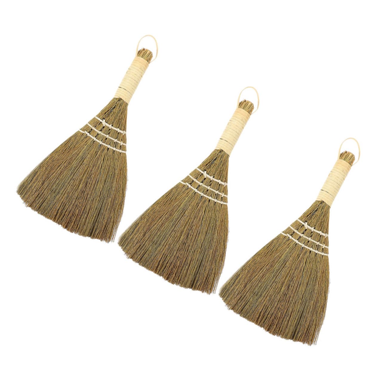 GRIRIW 3pcs Kitchen Cleaning Broom Dust Removing Broom Small Broom Portable Broom Office Decor Small Hand Broom Brooms Straw Broom Top Scrubber Duster Little Broom Handle Tool Miscanthus