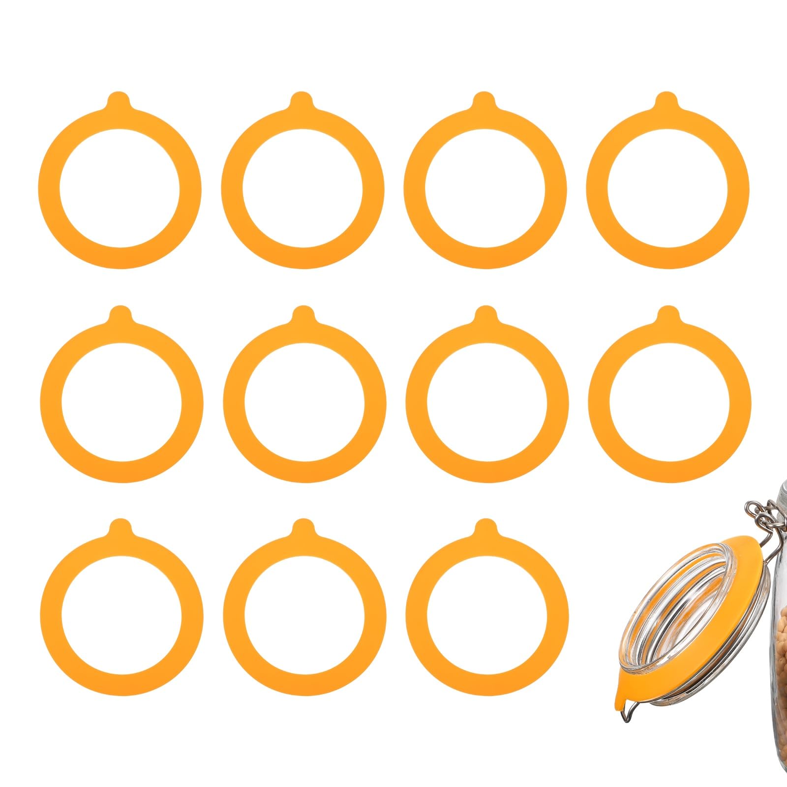 sourcing map 12Pcs Silicone Replacement Gasket for Glass Jars, 9.5cm / 3.7 Inch OD Silicone Seals Rings Airtight Leakproof Mason Jar Sealing Rings for Canning Jar Glass Top Jars, Orange