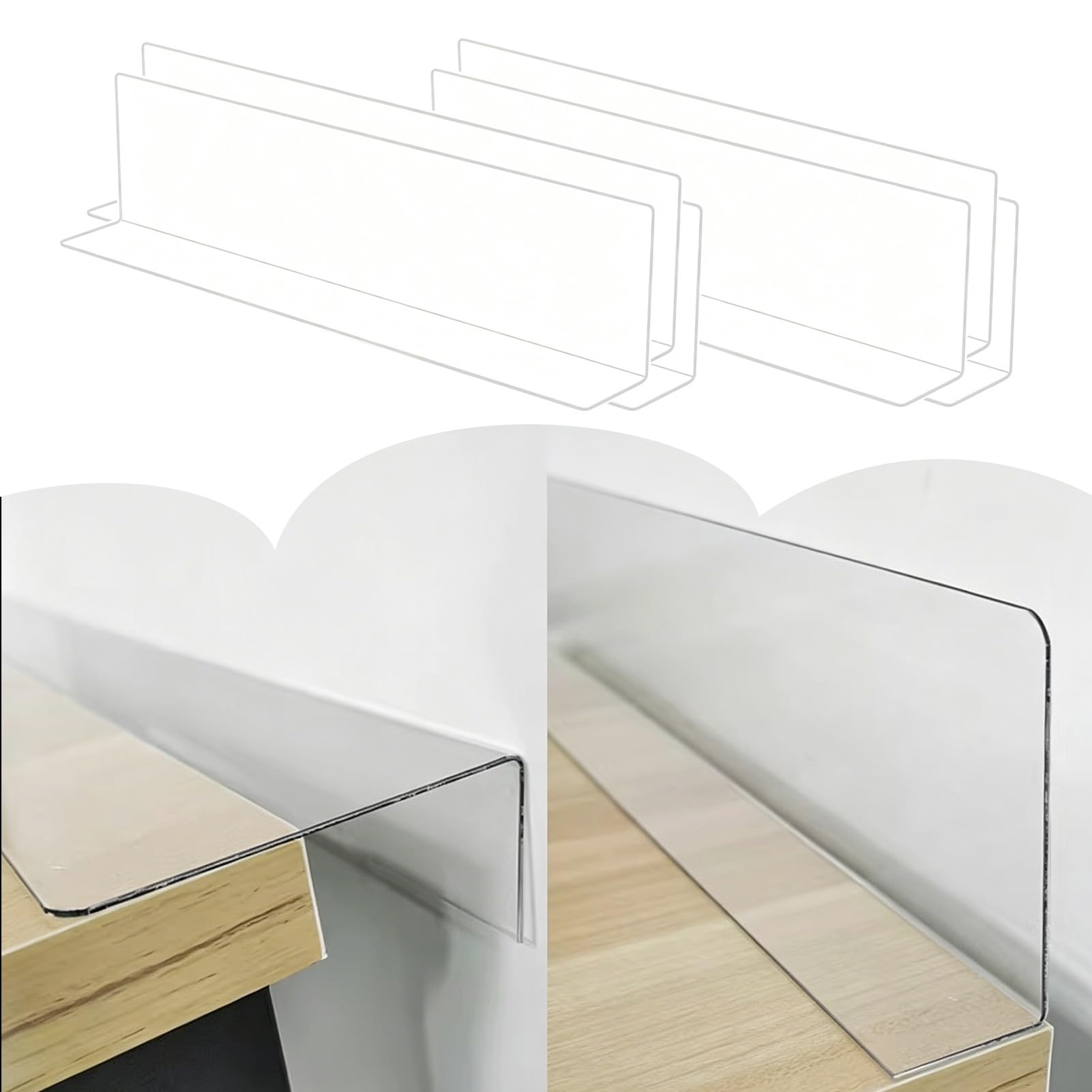 Bloqueadores de sofá transparentes para mascotas, selladores de huecos de escalera ajustables de 2 a 8 pulgadas, parachoques adhesivos fuertes (6 piezas de 47 x 6 pulgadas), fácil de instalar, quitar