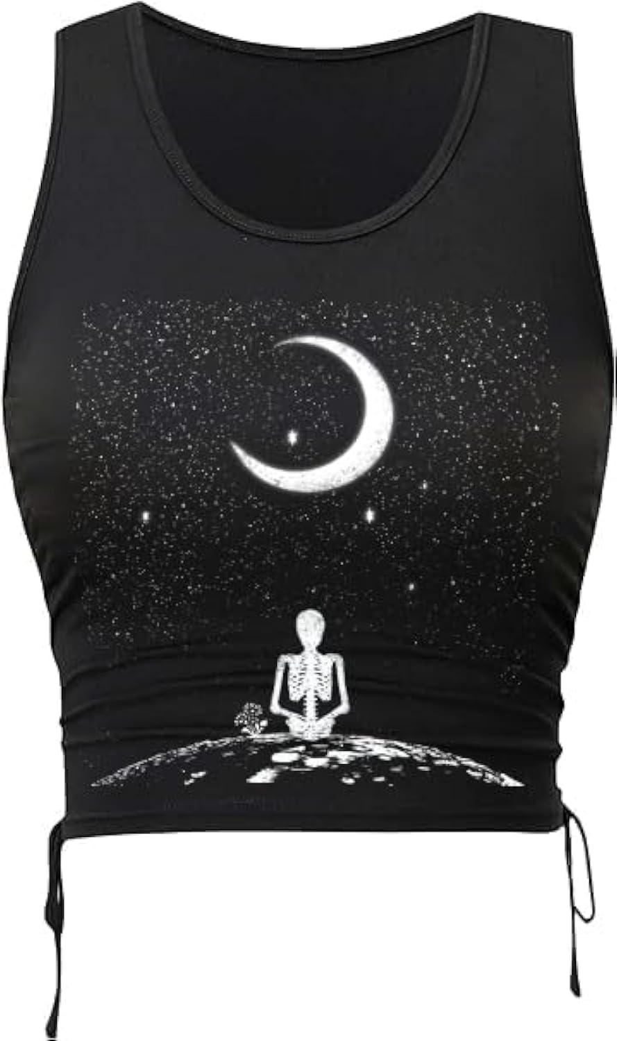 Remidoo Women's Casual Sleeveless Graphic Cropped Top Crewneck Tank Top Shirts