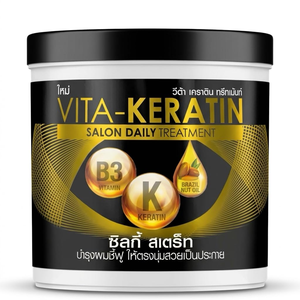 VITA-KERATIN Codzienna Kuracja do Włosów z Keratyną, Olejem z Orzechów Brazylijskich i Witaminą B3 – Pielęgnacja Wygładzająca i Nabłyszczająca – Duże Opakowanie 600 ml