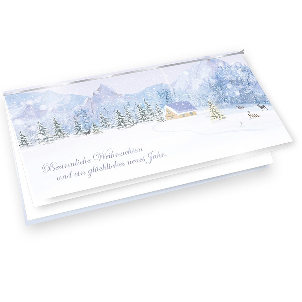tatmotive Weiße Weihnachten Weihnachtskarten Set (50 Sets) mit Umschlag und mit Einlegeblätter Einleger zum bedrucken