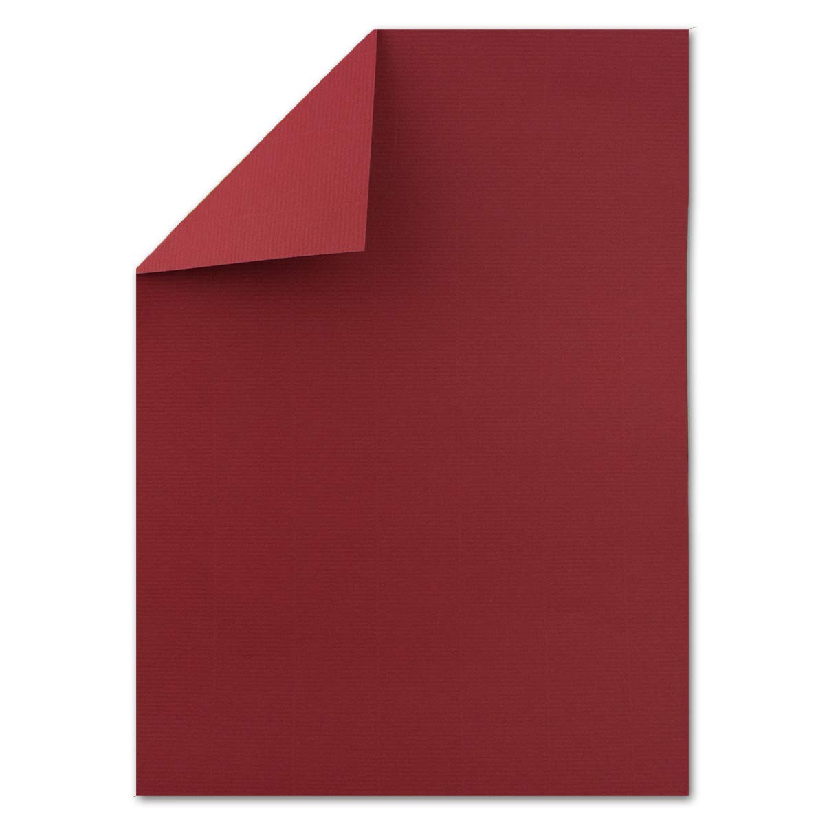 1000 Blatt DIN A4 Briefpapier - Bastelpapier - Dunkelrot - Ton-Papier mit edler Rippung, 100 g/m² - matte Oberfläche - hochwertiges Schreibpapier
