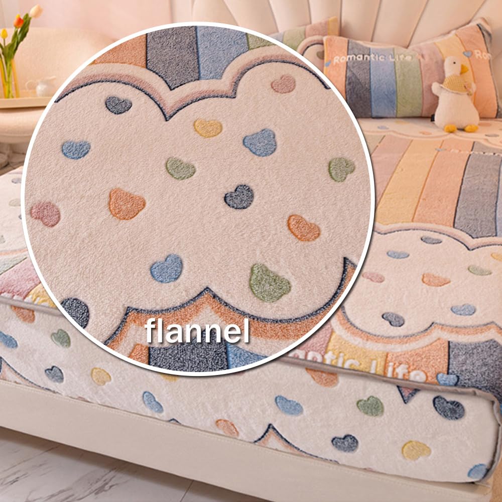 Hiseng Flanell Spannbettlaken, Jacquard Weiches Einfarbig Spannbetttuch Leintuch, bis 28 cm Matratzenhöhe, Elastisches Matratzenschoner für Boxspringbett & Wasserbett (200x220cm,Bunte Herzen)