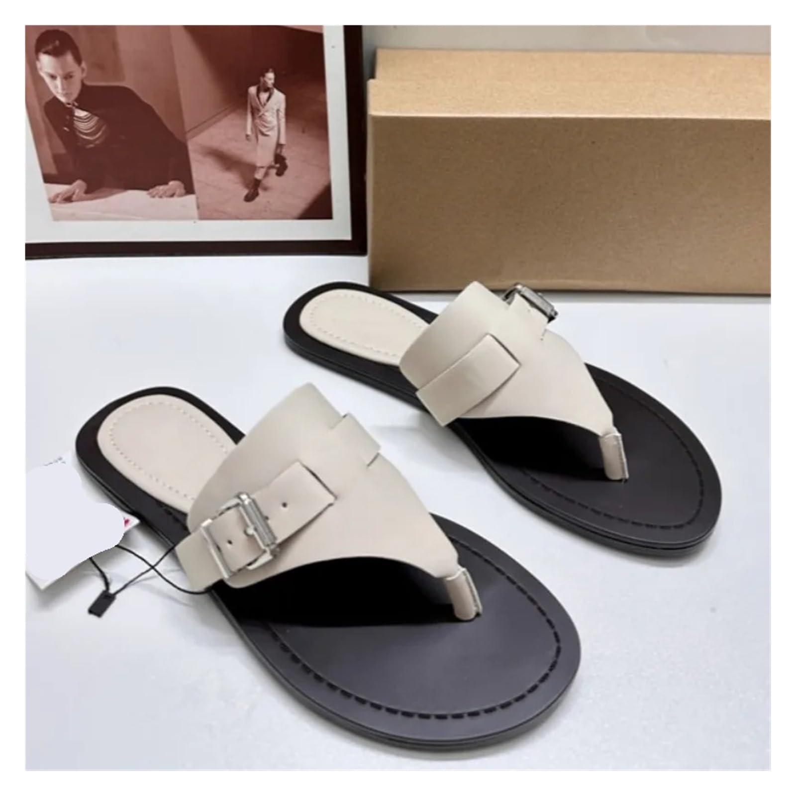 Chanclas Mujer Chanclas Planas for Mujer, Zapatos de Playa con cinturón y Hebilla Lujo for Verano, Suela Antideslizante, Zapatillas Ocio Transpirables for Exteriores | 42