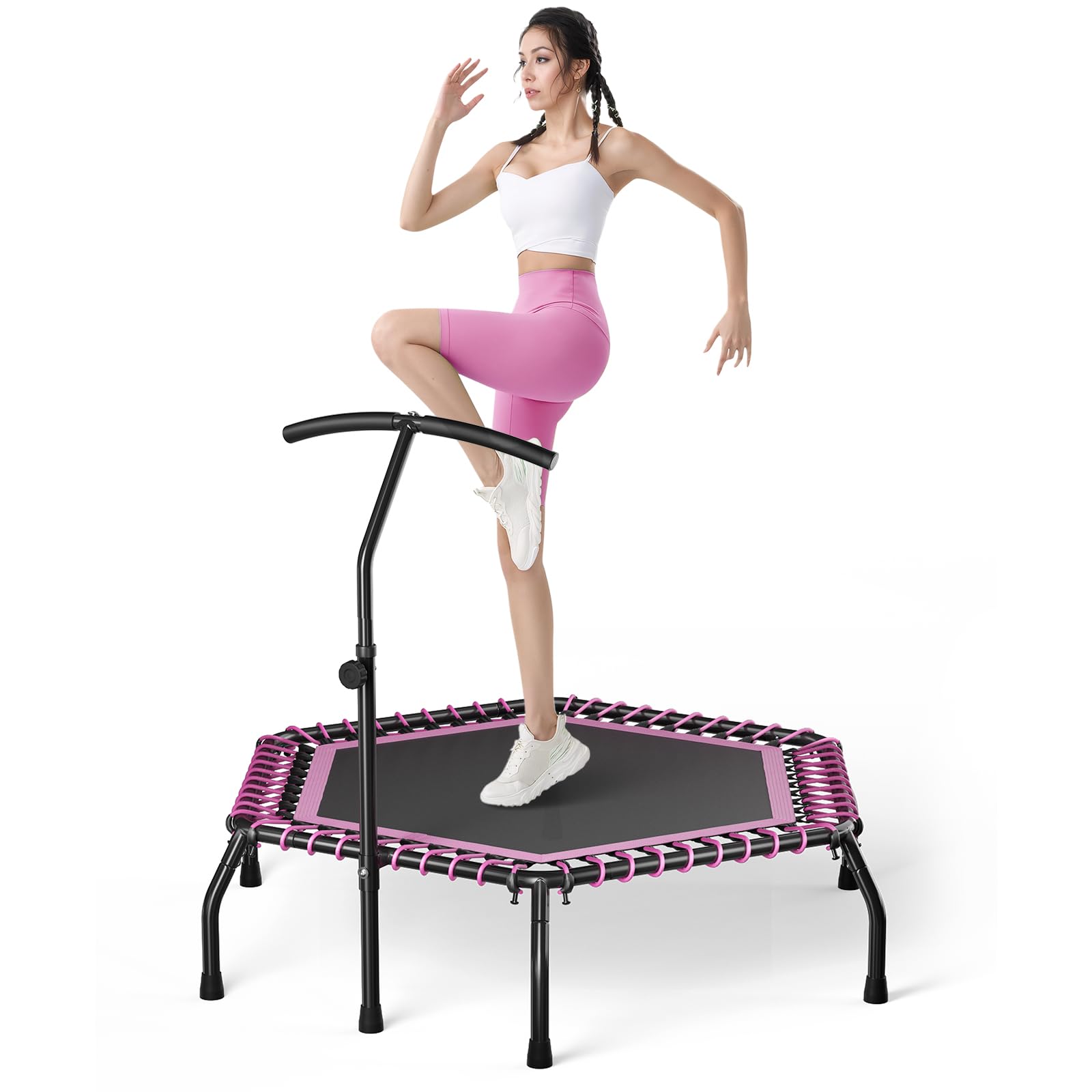 Rebounder Trampoline for Adults 40"/48" Mini Trampoline Indoor Outdoor Fitness Trampolines Small Bungee Rebounder for Workout Exercise