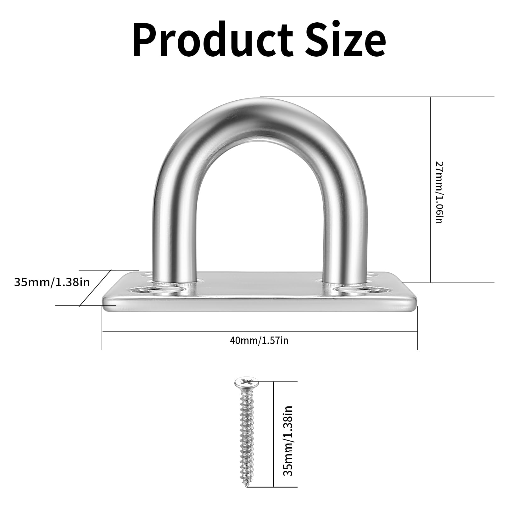Zhujiehigh 4 Pcs M6 Square Pad Eye Plate, Stainless Steel Ceiling Hooks, Metal Suspension U Hooks - Image 2
