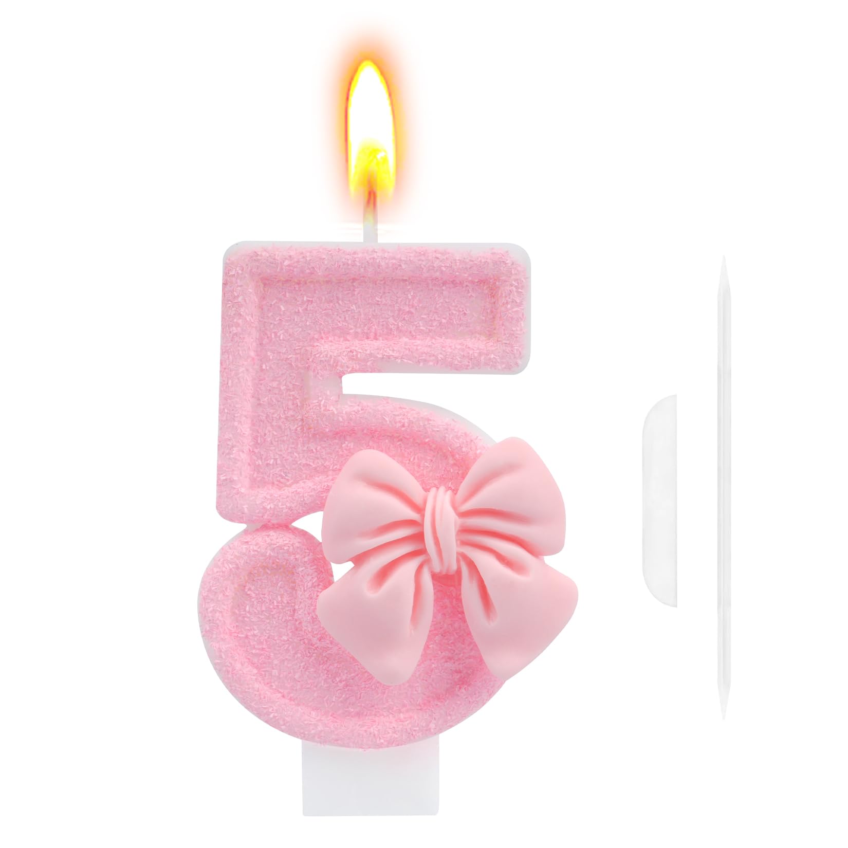 Gangyumaoyi Girls Pink 5Th Birthday Cake Topper, Butterfly Happy Birthday Candle, Number 5 Candles, Glittering Cake Toppers Candles For Theme Party Family Gathering Decorations(Number 5)