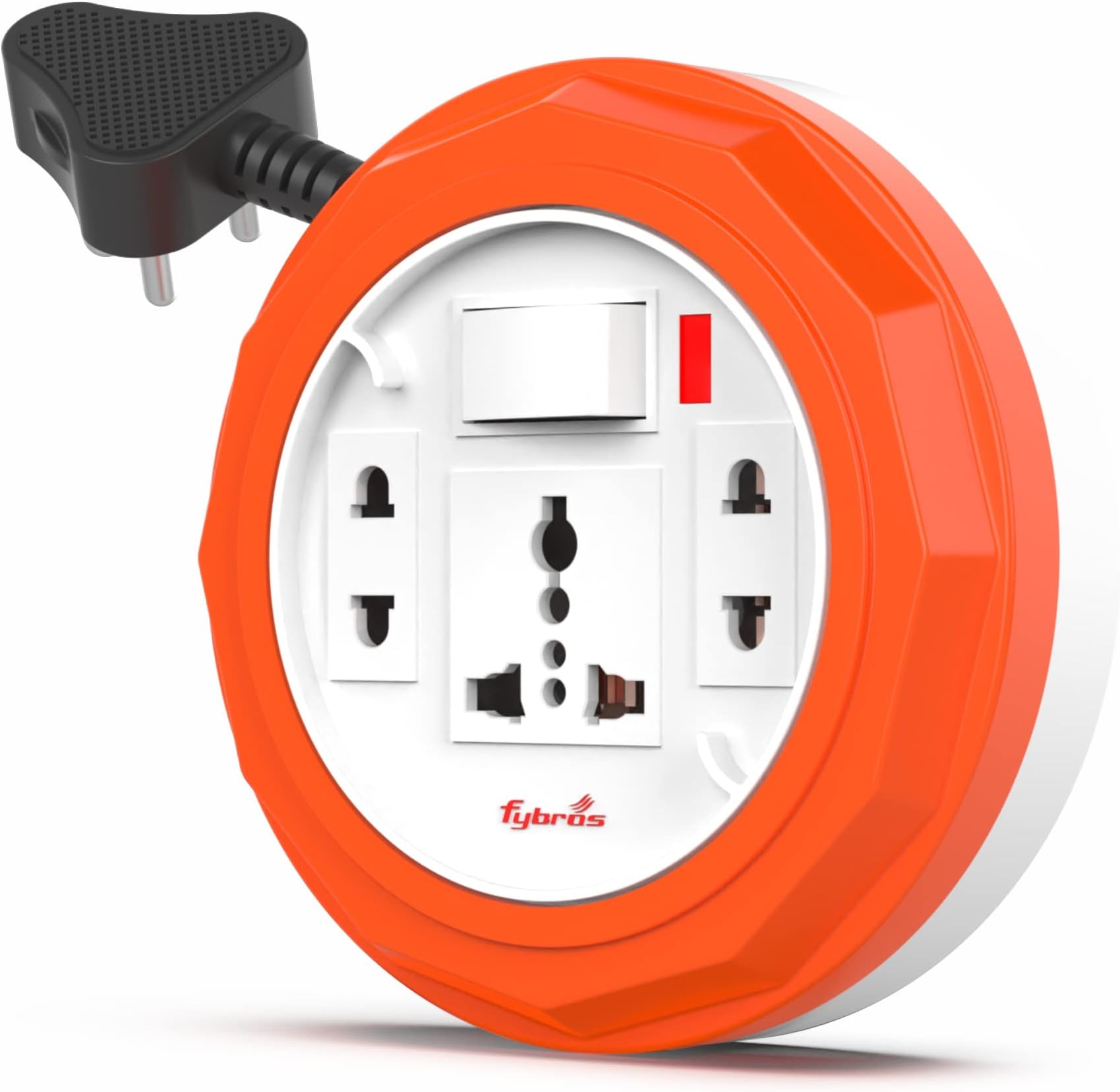Fybros Comex 3 Pin Extension Cord, Extension Box, Power Strip with International Sockets Extension Board,6 AMP Output, 2 Year Warranty, 5 Meter Heavy Duty Cable, (Multicolor)- Made in India