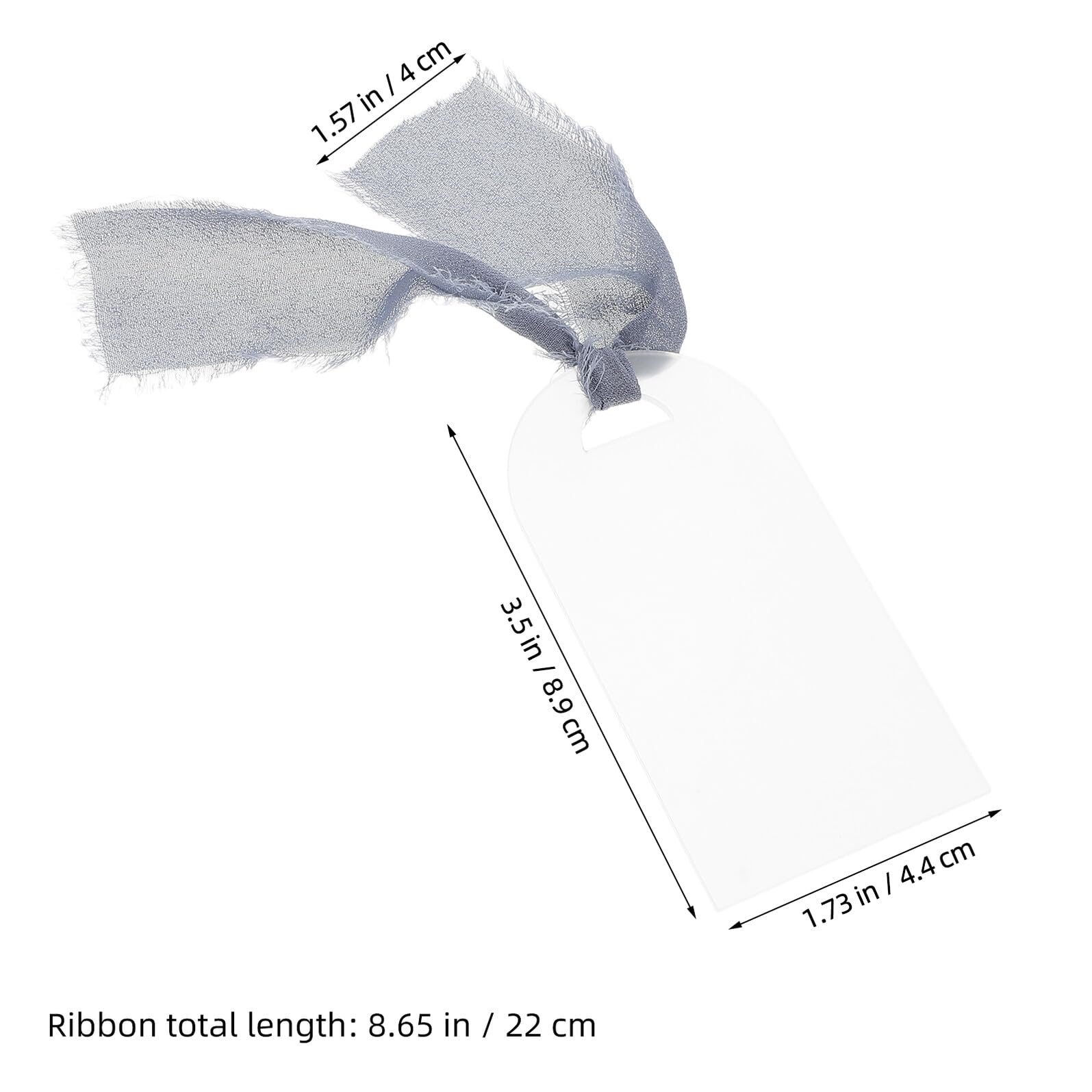 50 Leere Acryl Tischkarten in Bogenform mit Band für Feier und Hochzeit | Beschriften, als Namensschilder oder Sitzpläne, Elegante Form, 50 Satz