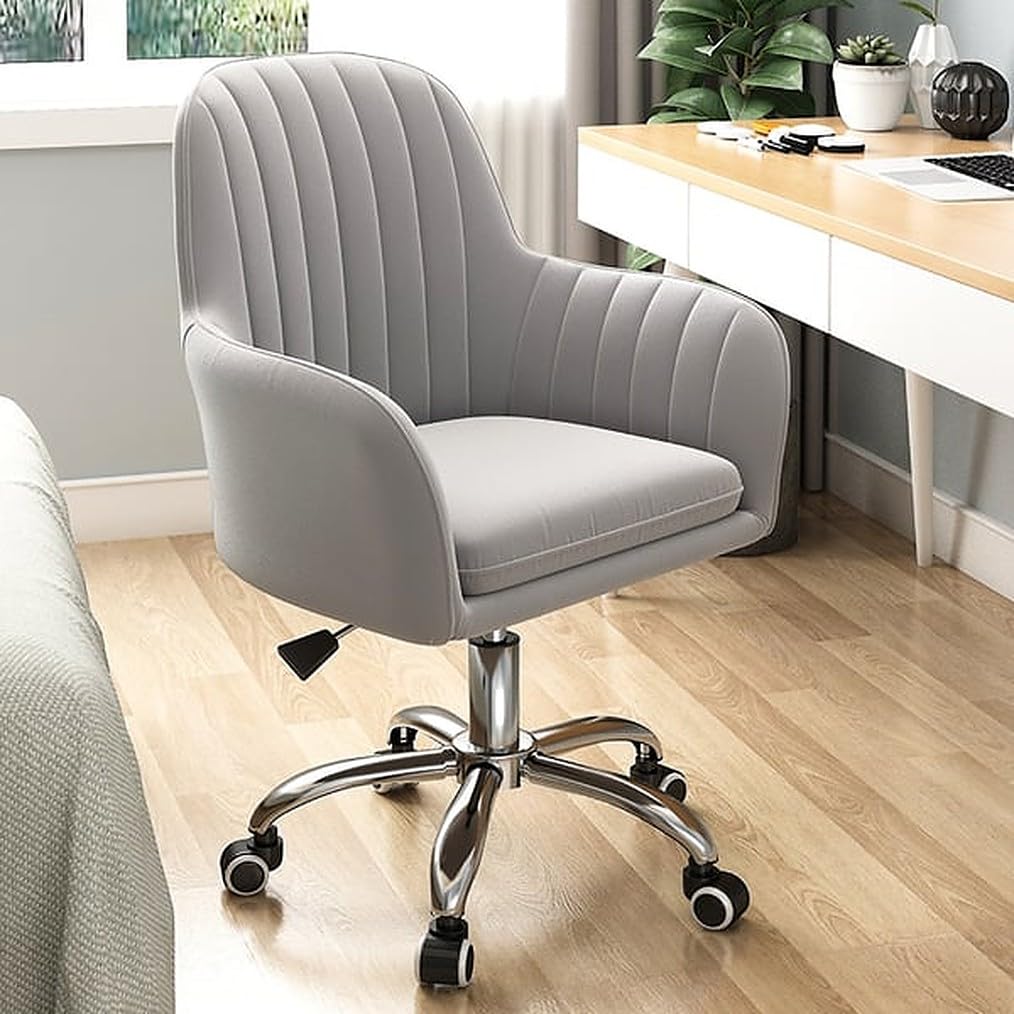 1 Swivel Chair Modern, Elegant & Comfortable Velvet Arms Chairs for Dinning Living Hotel Cafe Office (Light Grey)