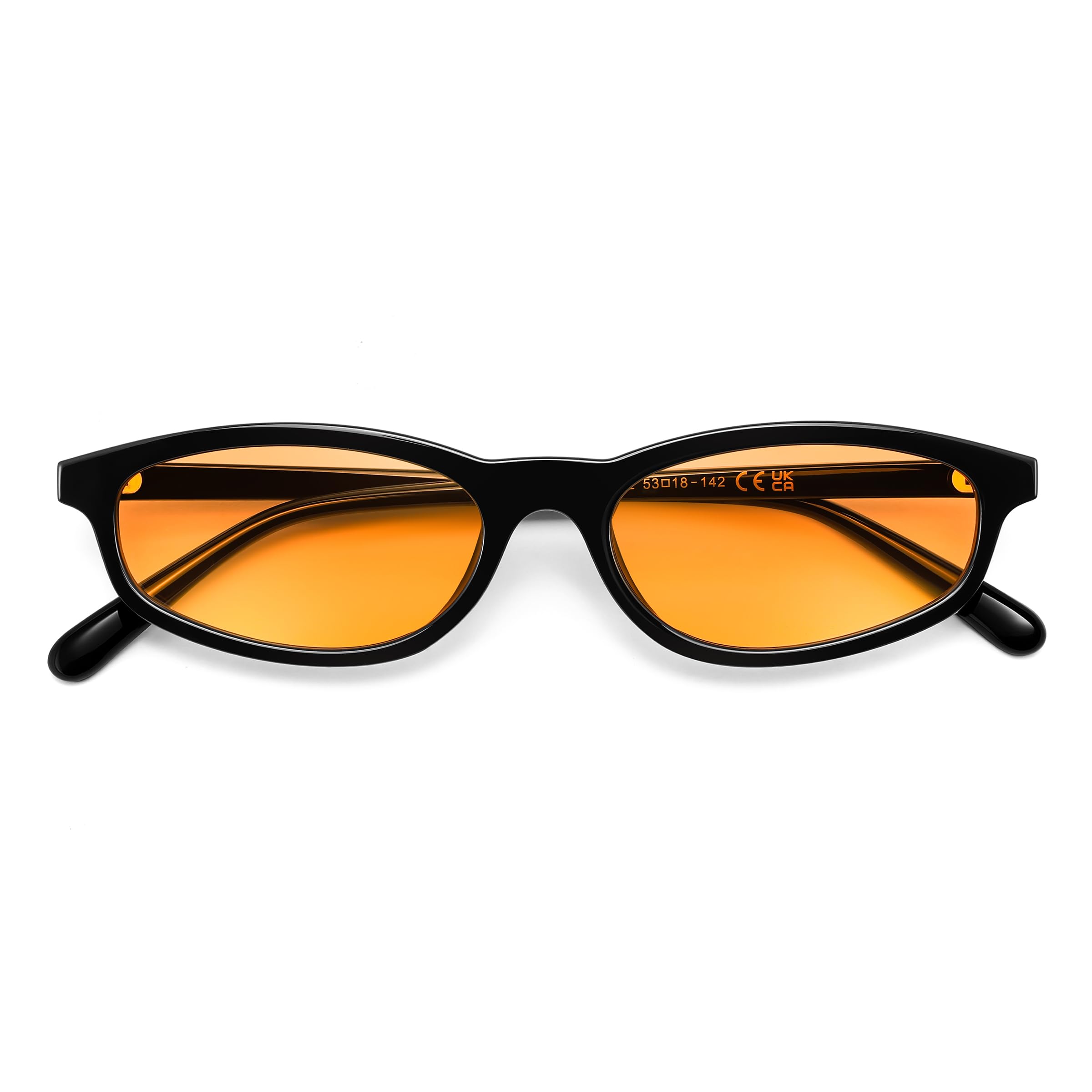 FEISEDY Small Oval Sunglasses for Women Men Cat Eye 90s Y2k Sunnies Lightweight Narrow Shades Trendy Glasses B9169