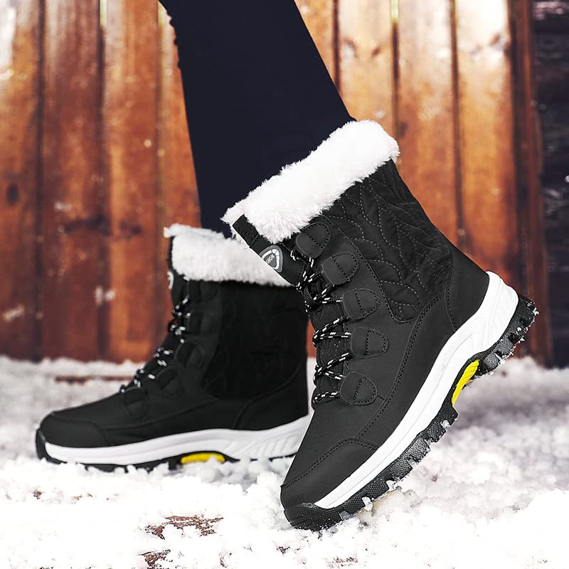 Womens Snow Boots - Warm Fur-Lined Mid Calf Ankle Booties, Anti-Slip, Lightweight,Waterproof Cold-Resistant Outdoor Walking Shoes for Hiking & Everyday Comfort4
