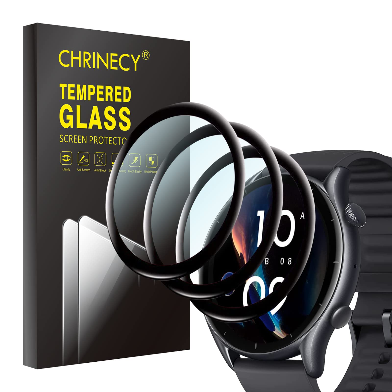 3 Pellicole Protettive Per Amazfit GTR 2e - Copertura 3D Full Screen, Anti-Graffio E Anti-Impronta