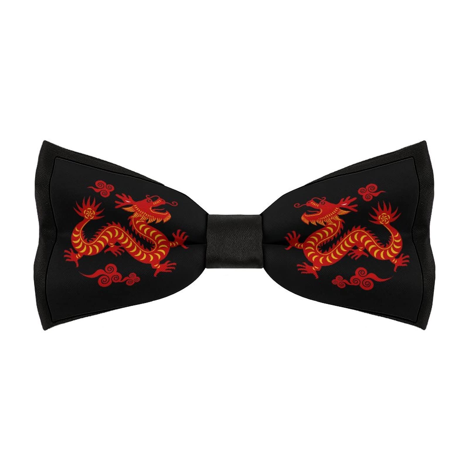 Fwjzdsp Unisex As Pic Chinese Dragon Men's Bow Tie Adjustable Bowtie Party Wedding