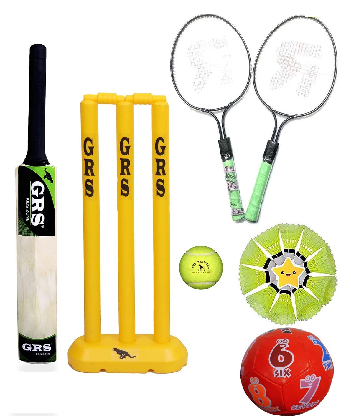 GRS Kids Zone 3 in 1 Super Sports Combo for Age 3-7 Years | Cricket | Badminton | Football - Multi Color (B0BT26FKJY) Amazon Price History, Amazon Price Tracker