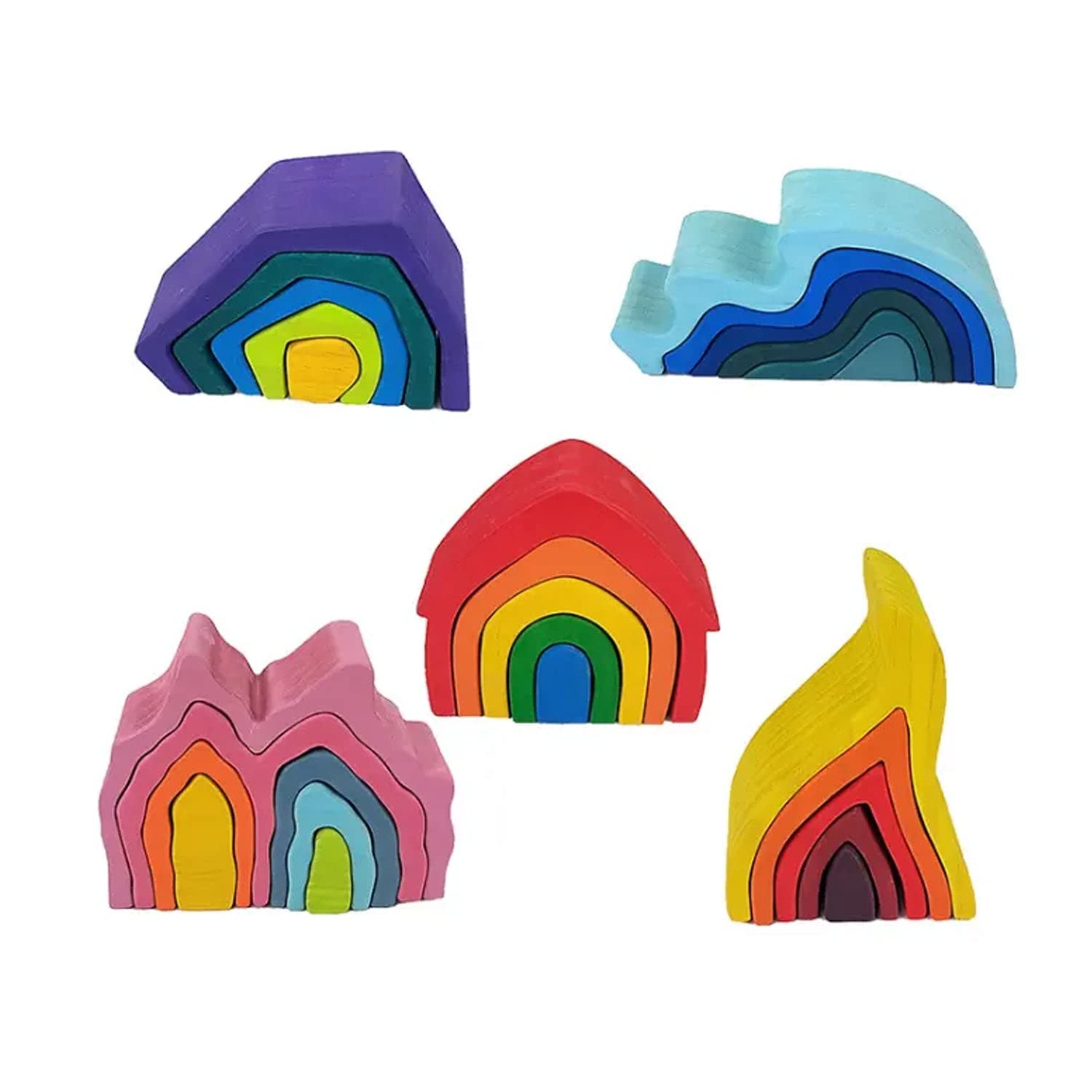 Mumphys Rainbow House Stacker - Wooden Building Blocks Toy for Boys and Girls Ages 3-8, Timeless Design for Creativity, Early Skill Development, Convenient Storage, Open-Ended Play, Educational Toy