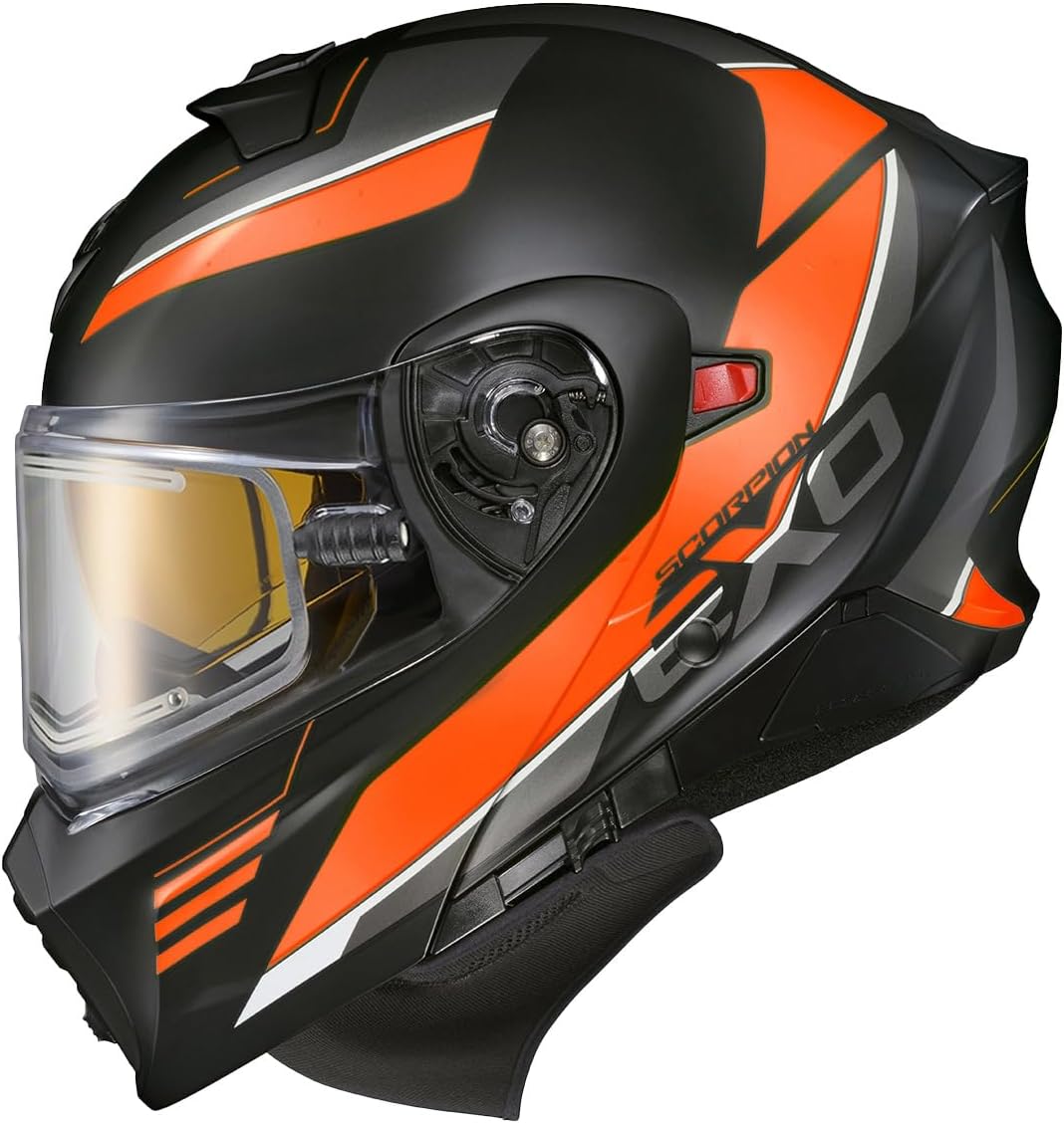 ScorpionEXO GT930 Cold Weather Adventure Snowmobile Modular Helmet Electric Shield with Breath Box and Bluetooth Ready Speaker Pockets Solid (Matte Black - Large)