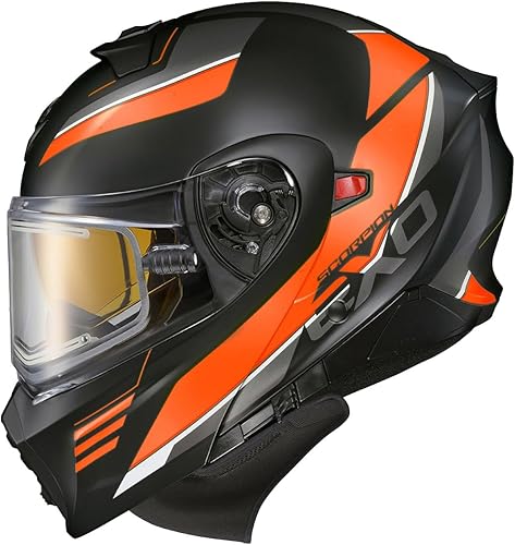 ScorpionEXO GT930 - Casco modular para moto de nieve de aventura en clima frío, escudo eléctrico con caja de respiración y bolsillos para altavoces