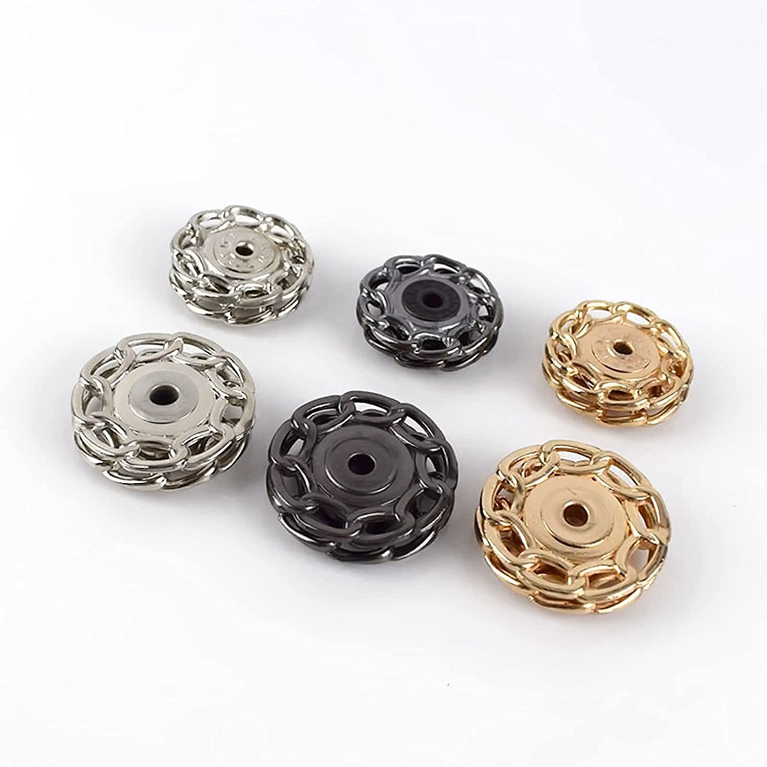 Broches para Tela, Cierre a presión, 6 Juegos de Botones a Metal 21/25 mm, Redondos y Ocultos, Ideales for Ropa, Abrigos Camisas Invisibles(Silver,25 mm)