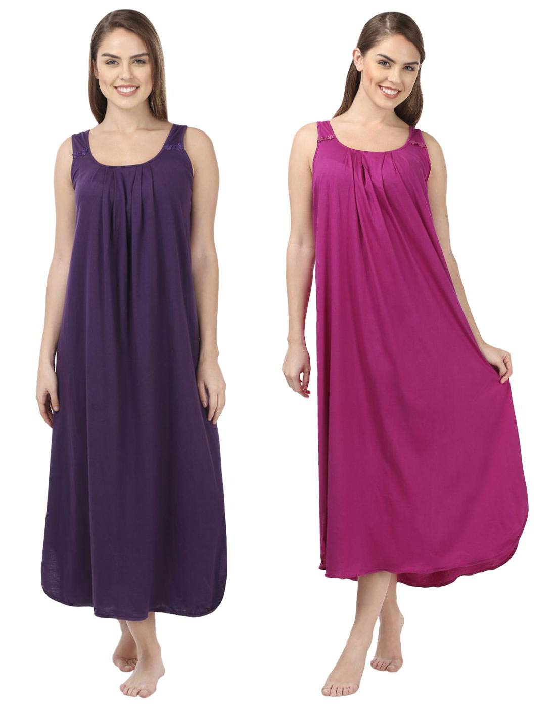 blazon Women's Cotton Solid Maxi Nighty (Pack of 2)-picture-37