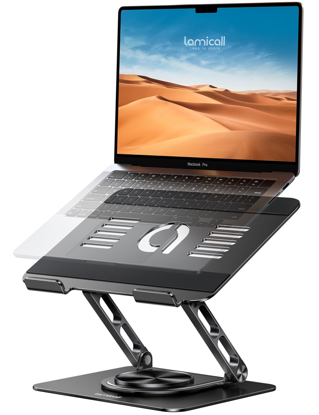 Lamicall Laptop Ständer, Verstellbarer Laptopständer - [360° Drehbar] Faltbarer Alu Notebook Ständer für Schreibtisch, Universale Ergonomische Laptop Stand Halterung für MacBook Pro Air Neo, 10-17,3