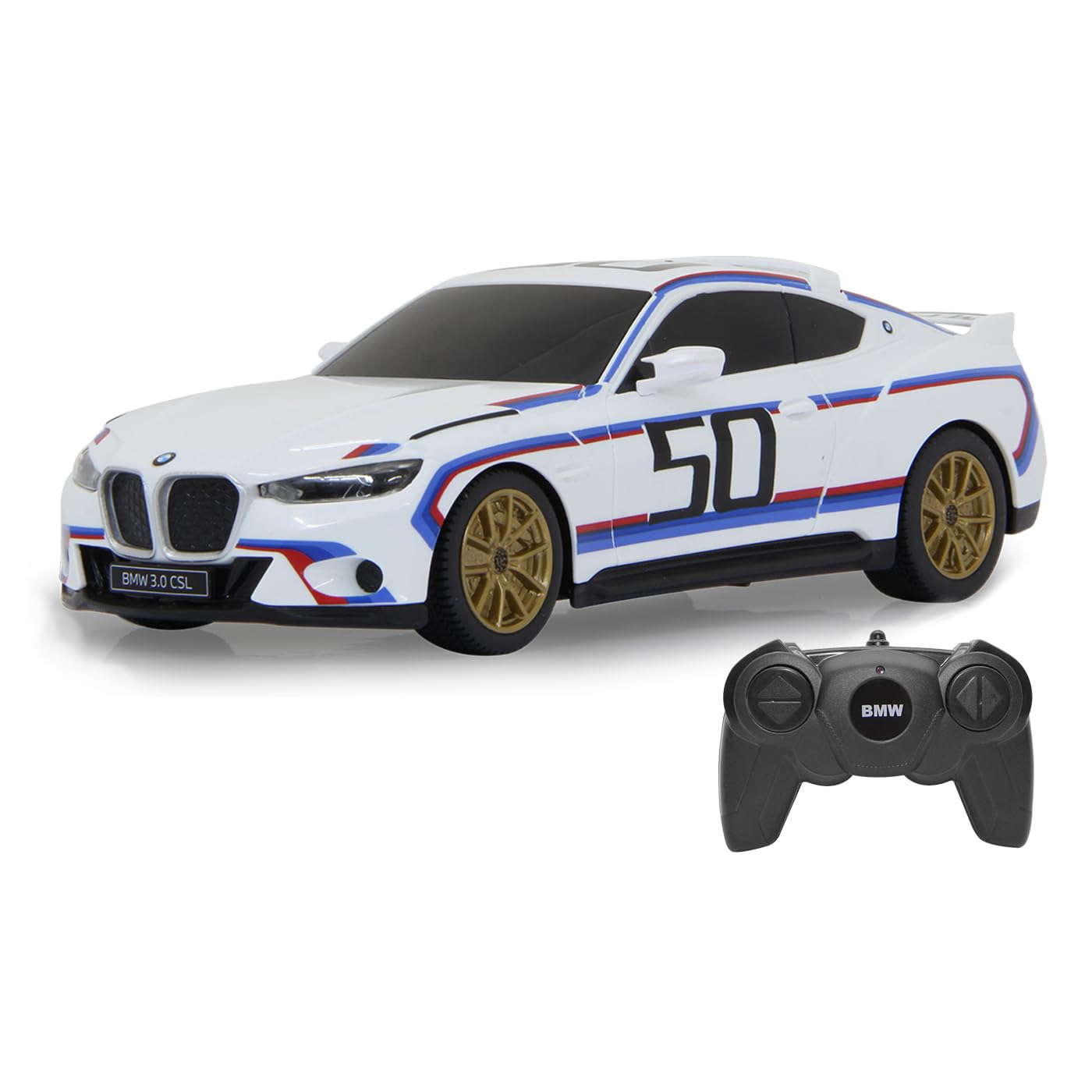 JAMARA BMW 3.0 CSL 1:24 White 2.4GHz - Officially Licensed, Faithful Painting, Driving Time Approx. 1 Hour, RC Car