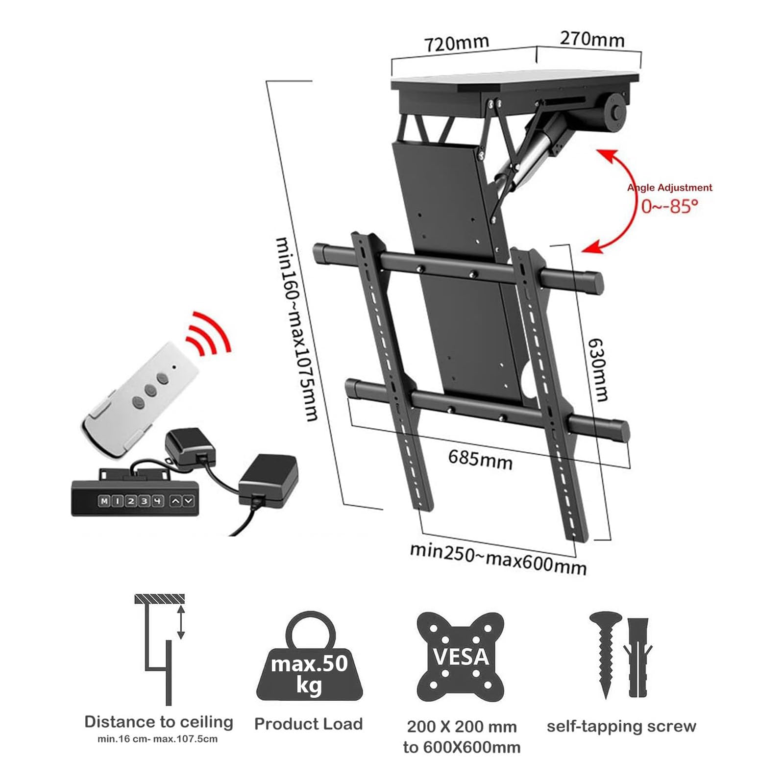 Mounting System TV 50-90 Pollici Anti-Collision Motorizzato - Dettaglio