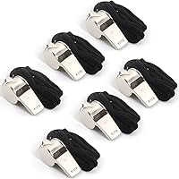 suyncyi 6-Pack Stainless Steel Whistles with Lanyards - Loud 120dB Crisp Sound for Coaches, Referees, Sports & Safety