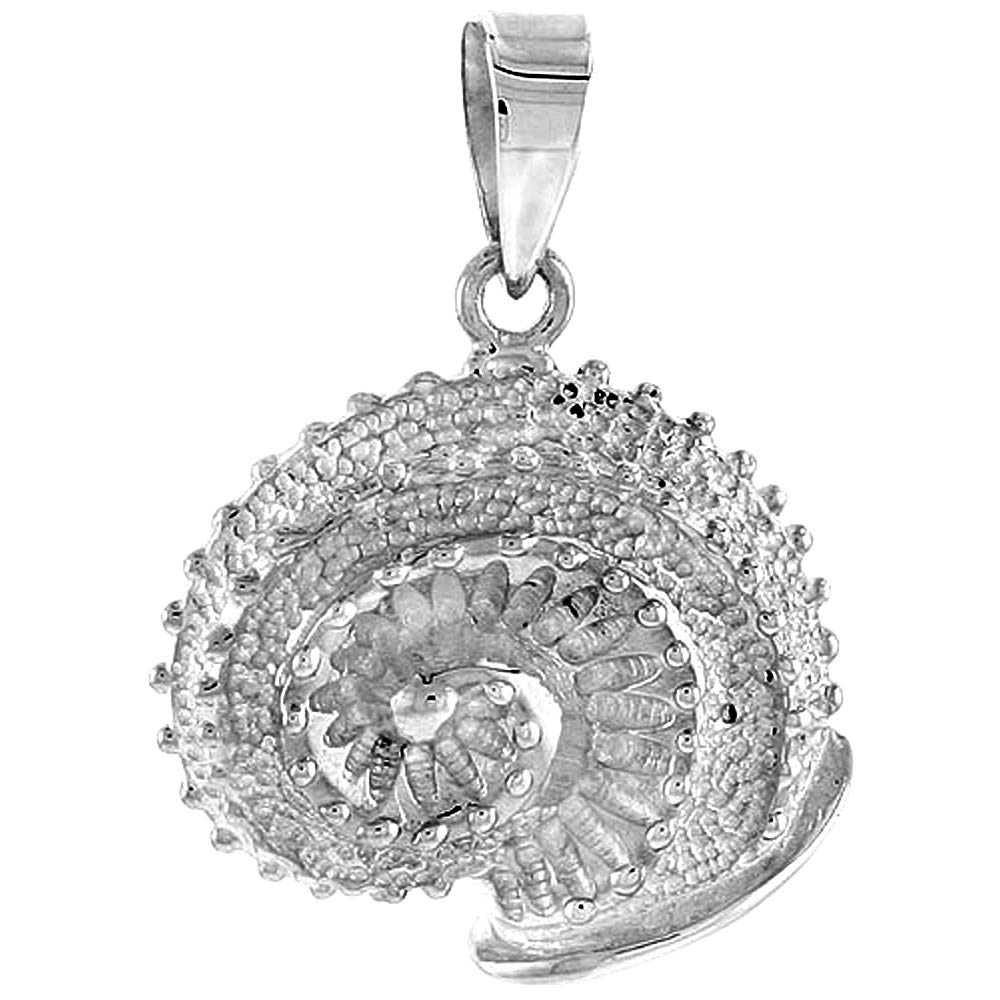 Sterling Silver Nautilus Shell Necklace Women Flawless Polished Finish 3/4 inch Available with or without Chain