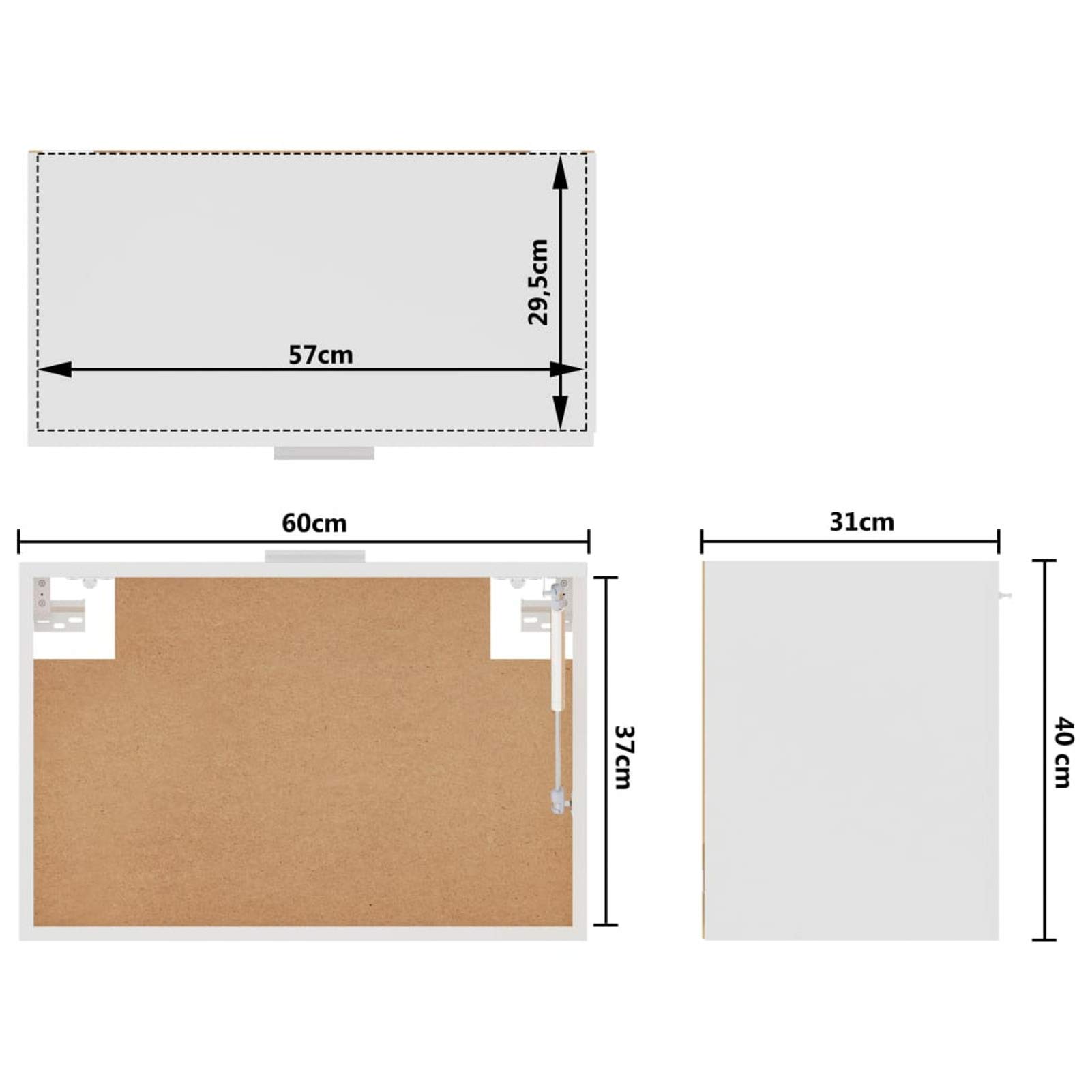 ZEYUAN Armario Colgante de Cocina, Mueble Auxiliar, Módulos de Despensa, Mueble de Pared, Madera Contrachapada 60x31x40 cm