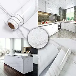 Papel De Parede Adesivo Marmore Branco Lavável 4,5 M X 60cm