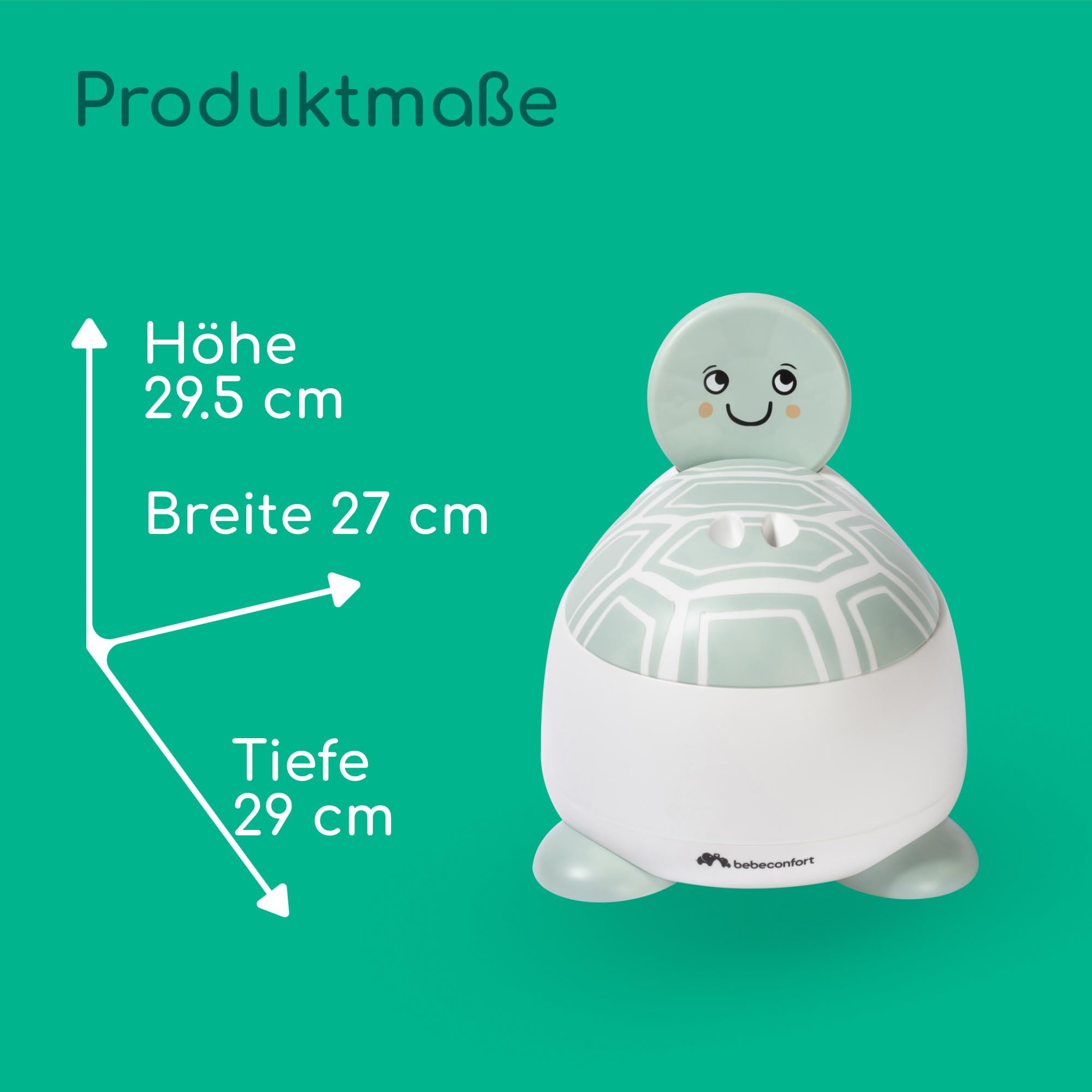 Bebeconfort Bequemes Töpfchen für Kinder, 12–36 Monate (max. 20 kg), Süßes Tierdesign, Ergonomisch & Kompakt, Leicht zu Reinigen, Hygienischer Spritzschutz, Rutschfestes Töpfchen Baby, Schildkröte
