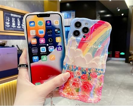 iPhone 15 Pro ile Uyumlu Hologramli Gökkuşağı Desenli Lüx Silikon Kılıf, Çok Renkli