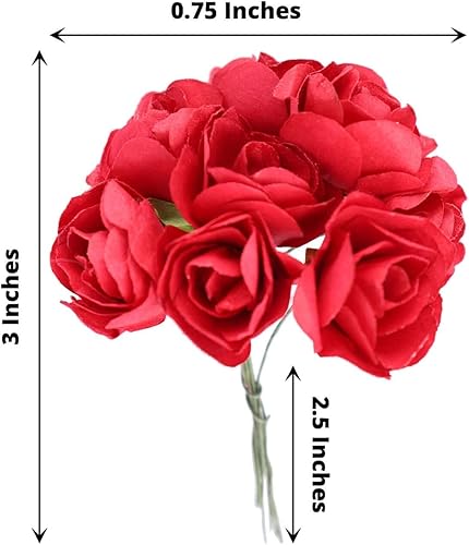 Vista 12 de Efavormart - 144 mini rosas de papel para decoración de ramos de boda