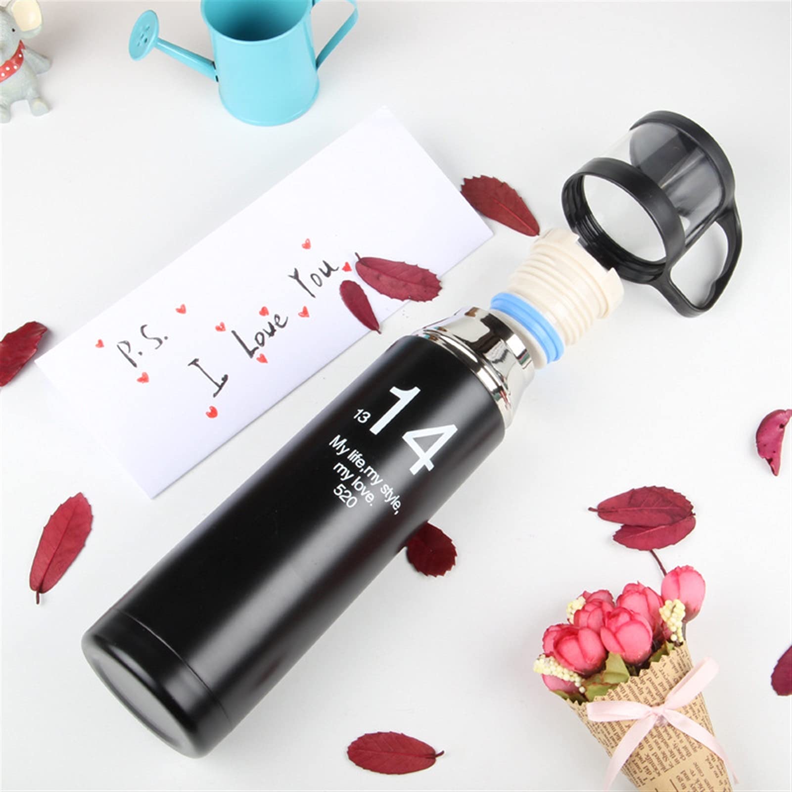 Isolierflasche Reise-Thermobecher, 500 ml 350 ml Thermoskanne Edelstahl Thermobecher Tee Kaffee Thermobecher Wasserflasche Thermocup Isolierbecher Isolierflasche (350 ml, weiß)