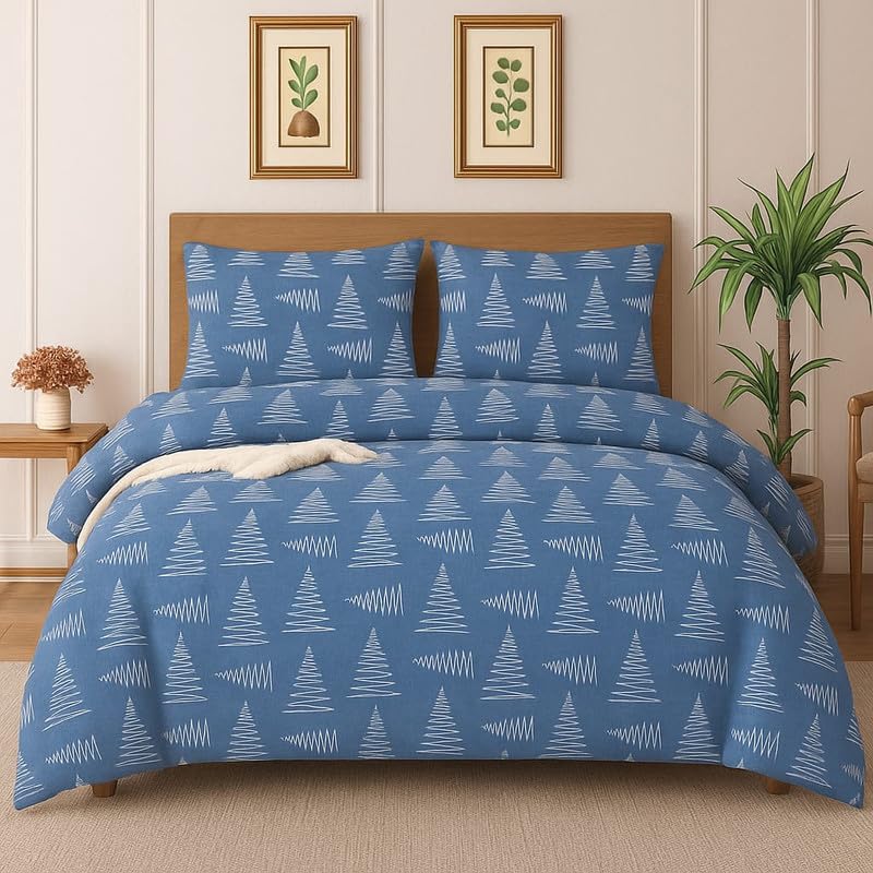 NHD HOME New Leaf Cotton Flat Double Bedsheets with 2 Pillow Covers | Double Bed Breathable | Wrinklefree | Ultrasoft | 220 tc Floral | 90 x 90 Inches, Multicolour Blue NHD HOME New Leaf Cotton Flat Double Bedsheets with 2 Pillow Covers | Double Bed Breathable | Wrinklefree | Ultrasoft | 220 tc Floral | 90 x 90 Inches, Multicolour Blue