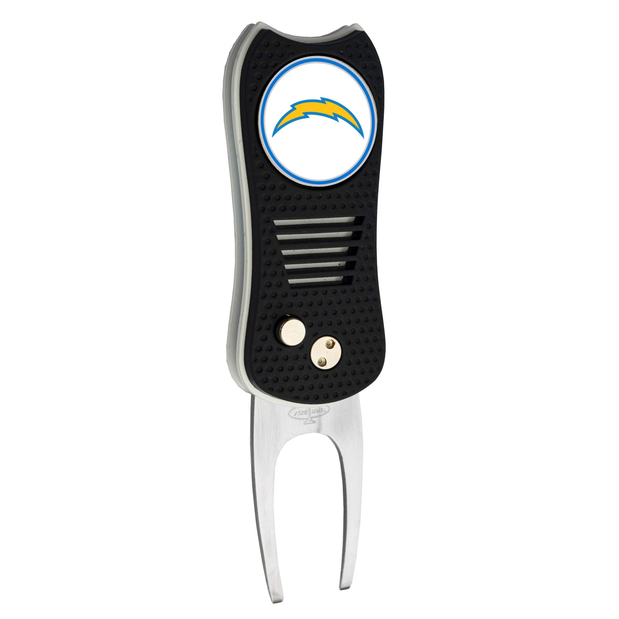 Team Golf NFL Switchblade Divot Tool with Double-Sided Magnetic Ball Marker, Features Patented Single Prong Design, Causes Less Damage to Greens,