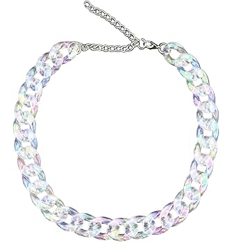 アクリルチェーンネックレス 4点セット(カラフル様リクエスト) Amazon | Riuziyi パンク アクリル キューバリンク チェーン